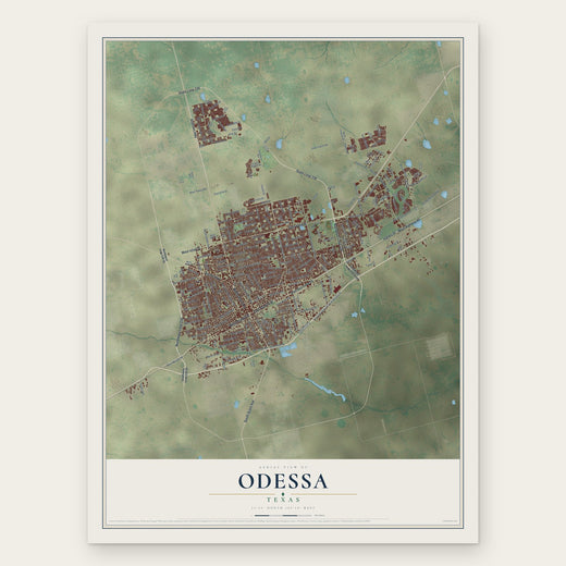 Odessa, Texas map print, the full design