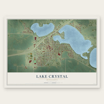 Lake Crystal, Minnesota map print, the full design
