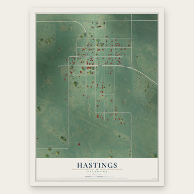 Hastings, Oklahoma map print, the full design