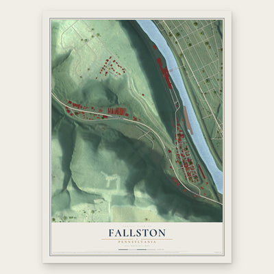 Fallston, Pennsylvania map print, the full design