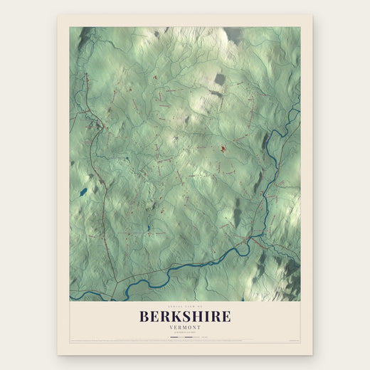 Berkshire, Vermont map print, the full design