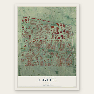 Olivette, Missouri map print, the full design