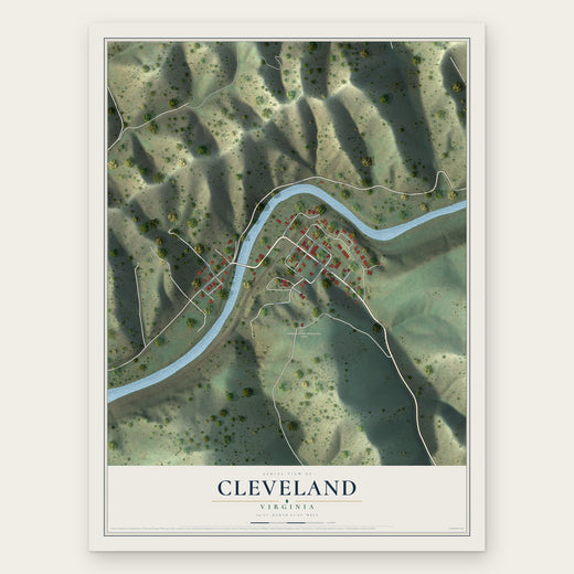 Cleveland, Virginia map print, the full design