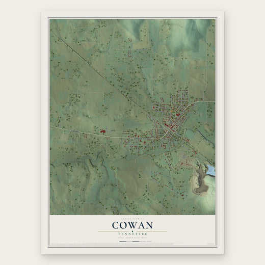 Cowan, Tennessee map print, the full design