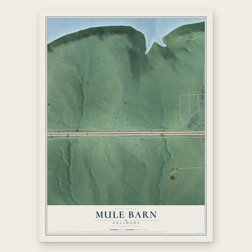 Mule Barn, Oklahoma map print, the full design