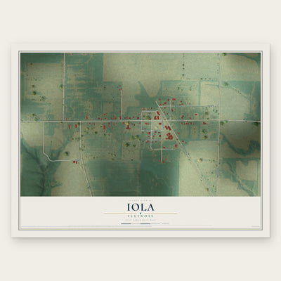 Iola, Illinois map print, the full design