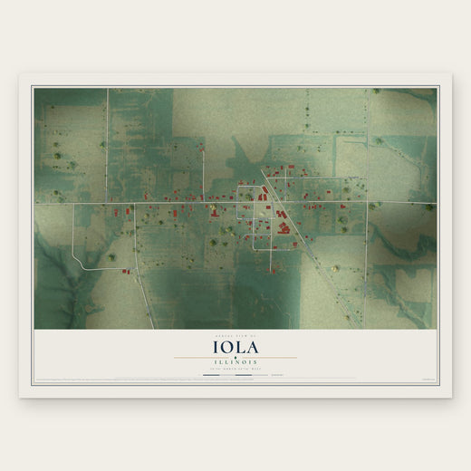 Iola, Illinois map print, the full design