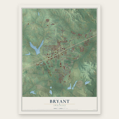 Bryant, Arkansas map print, the full design