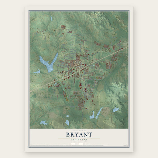 Bryant, Arkansas map print, the full design