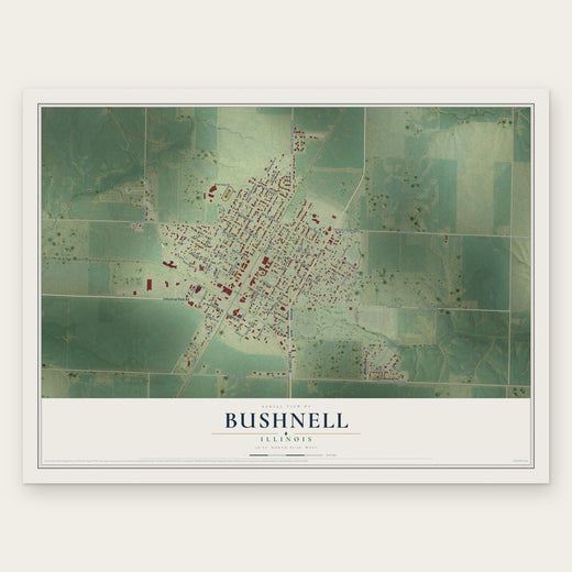 Bushnell, Illinois map print, the full design