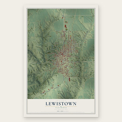 Lewistown, Illinois map print, the full design