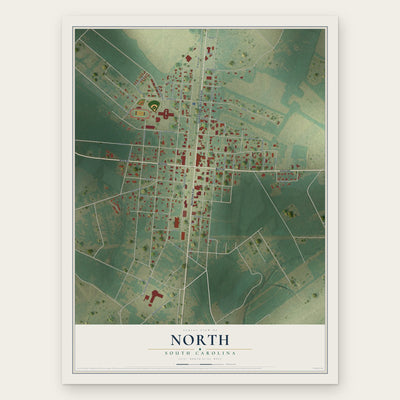 North, South Carolina map print, the full design