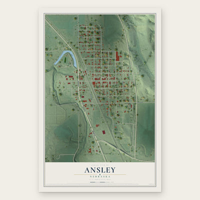 Ansley, Nebraska map print, the full design