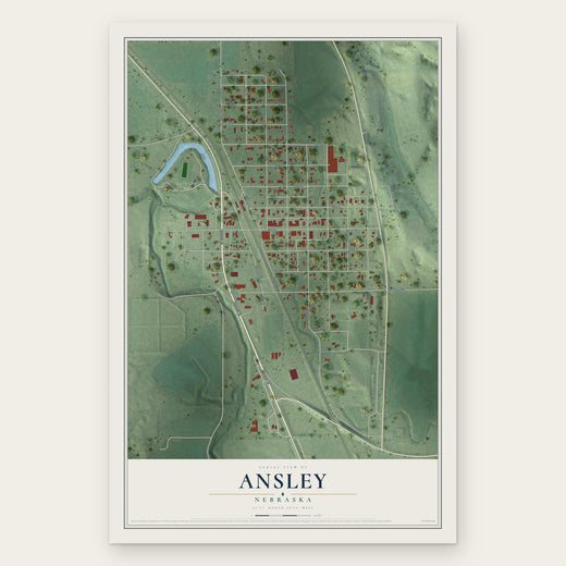 Ansley, Nebraska map print, the full design