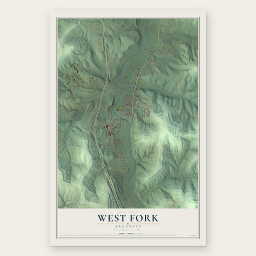 West Fork, Arkansas map print, the full design