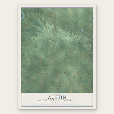 Austin, Mecosta County, Michigan map print, the full design