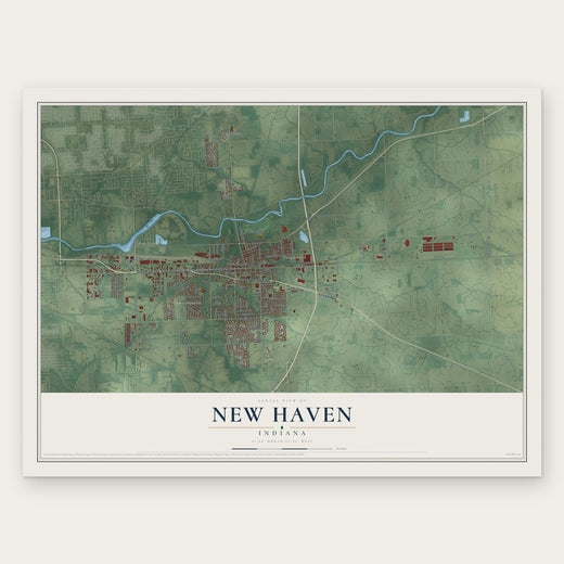 New Haven, Indiana map print, the full design