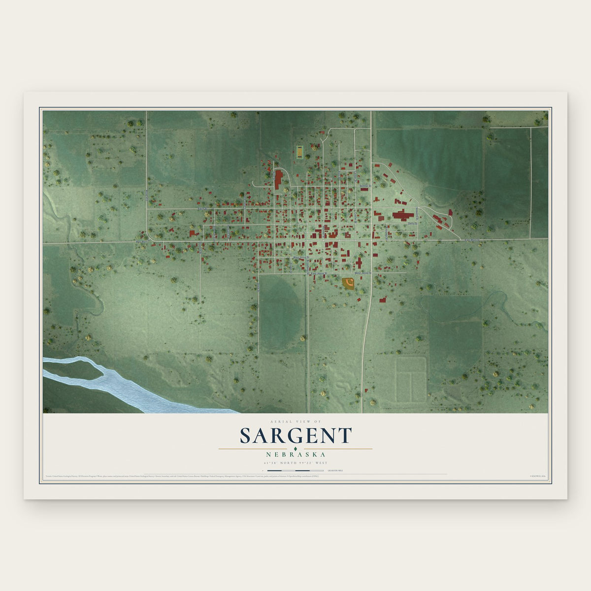 Sargent, Nebraska map print, the full design