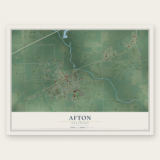 Afton, Oklahoma map print, the full design