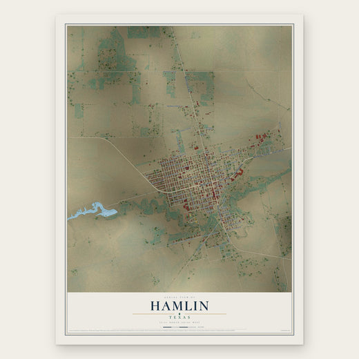 Hamlin, Texas map print, the full design