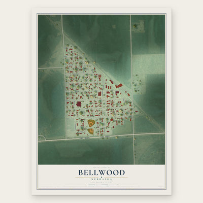 Bellwood, Nebraska map print, the full design