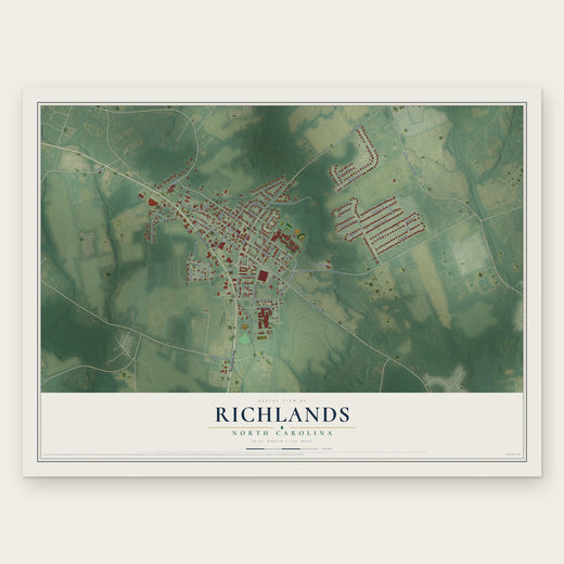 Richlands, North Carolina map print, the full design
