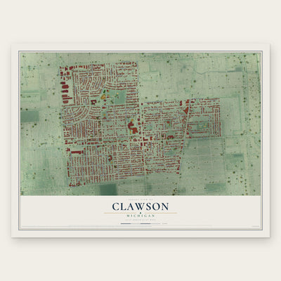 Clawson, Michigan map print, the full design