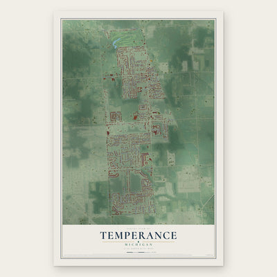 Temperance, Michigan map print, the full design