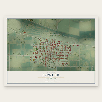 Fowler, Colorado map print, the full design