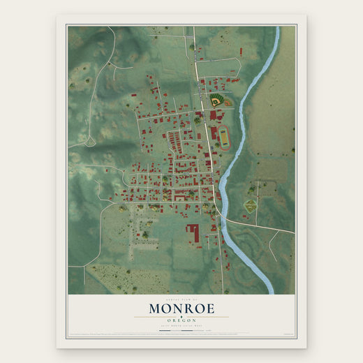 Monroe, Oregon map print, the full design