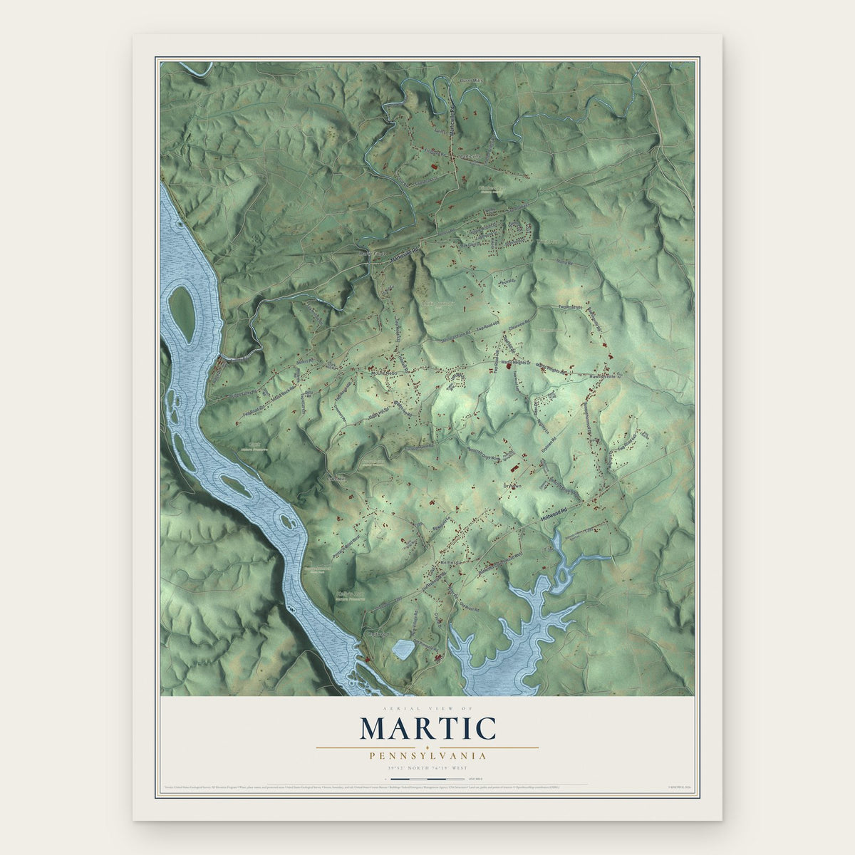 Martic, Pennsylvania map print, the full design