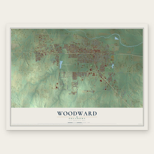 Woodward, Oklahoma map print, the full design