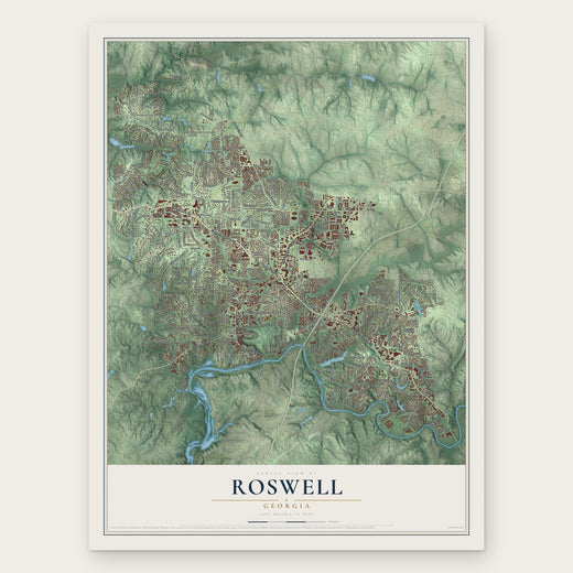 Roswell, Georgia map print, the full design