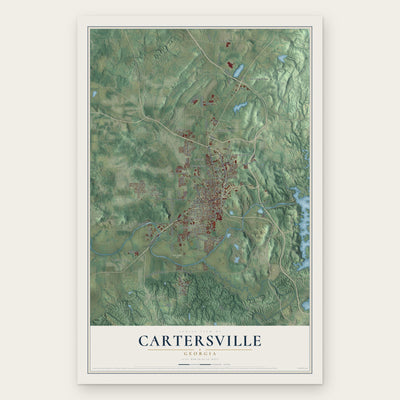 Cartersville, Georgia map print, the full design