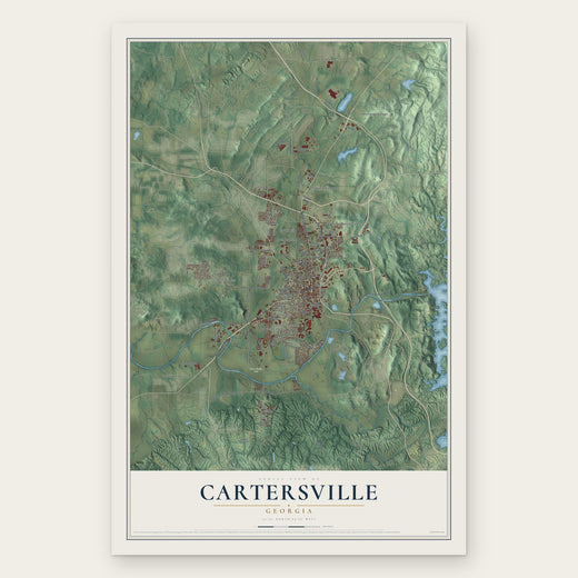 Cartersville, Georgia map print, the full design