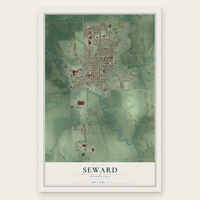 Seward, Nebraska map print, the full design