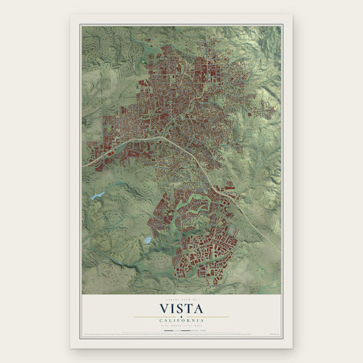 Vista, California map print, the full design