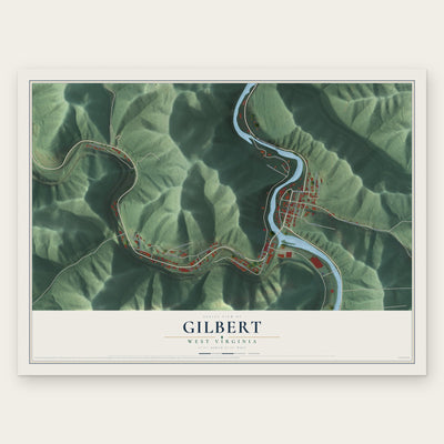 Gilbert, West Virginia map print, the full design