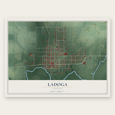 Ladoga, Indiana map print, the full design