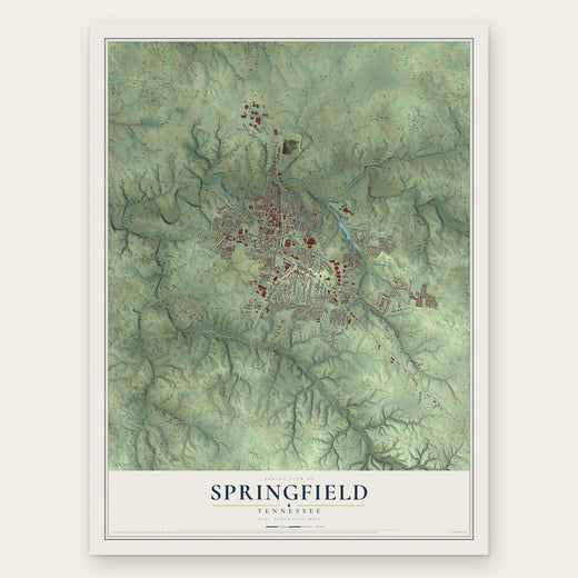 Springfield, Tennessee map print, the full design