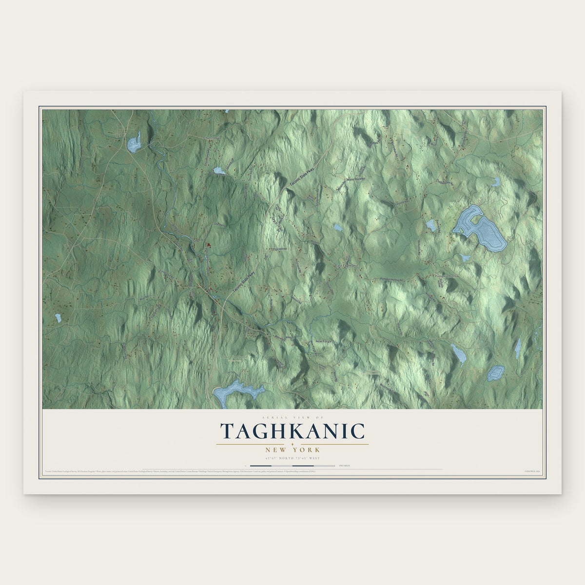 Taghkanic, New York map print, the full design