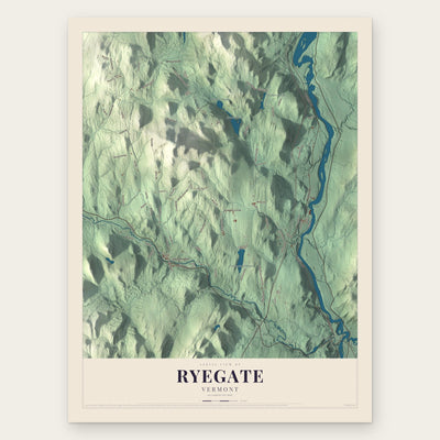 Ryegate, Vermont map print, the full design