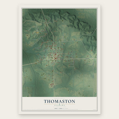 Thomaston, Alabama map print, the full design