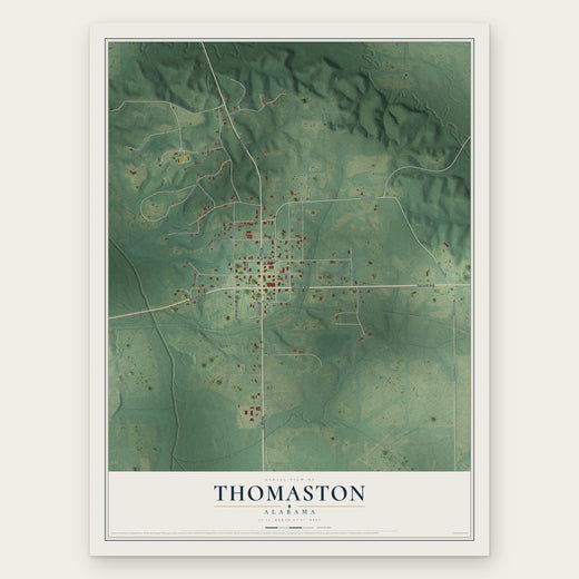 Thomaston, Alabama map print, the full design