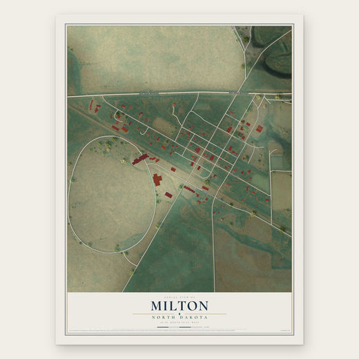 Milton, North Dakota map print, the full design