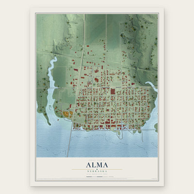 Alma, Nebraska map print, the full design