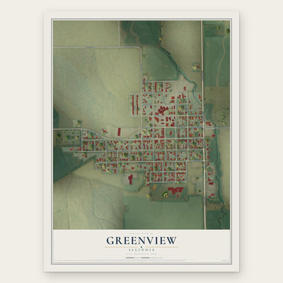 Greenview, Illinois map print, the full design