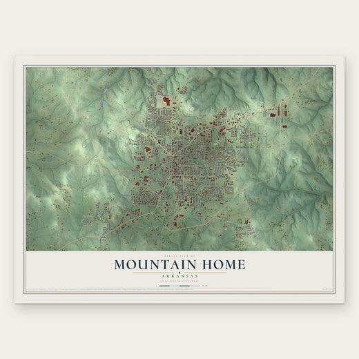 Mountain Home, Arkansas map print, the full design