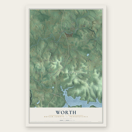 Worth, Butler County, Pennsylvania map print, the full design