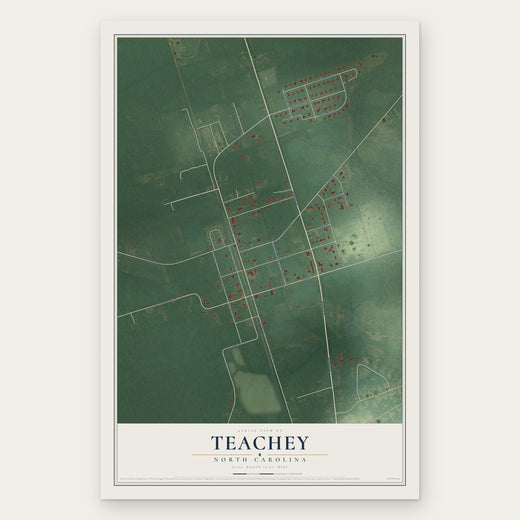 Teachey, North Carolina map print, the full design